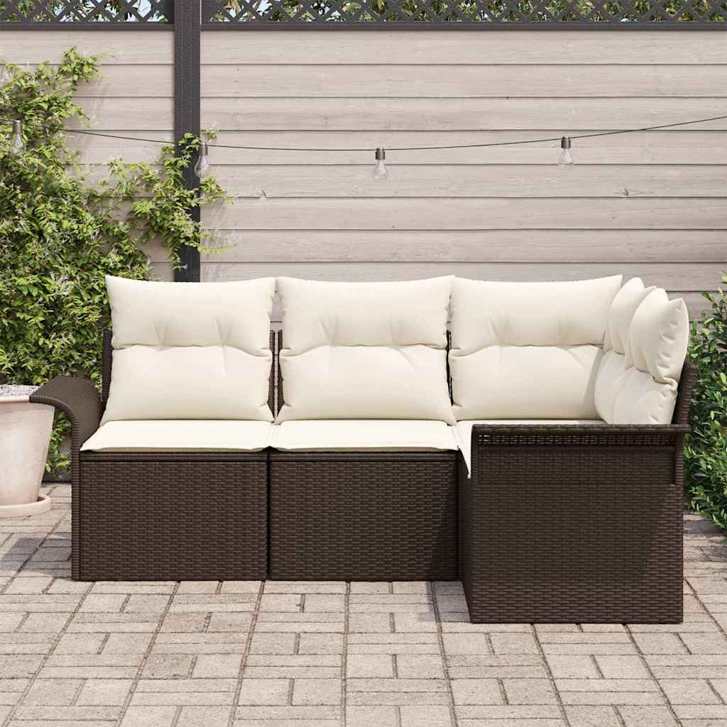 Kerti Kanapé Szett tárolóval 4 pcs Barna polirattan