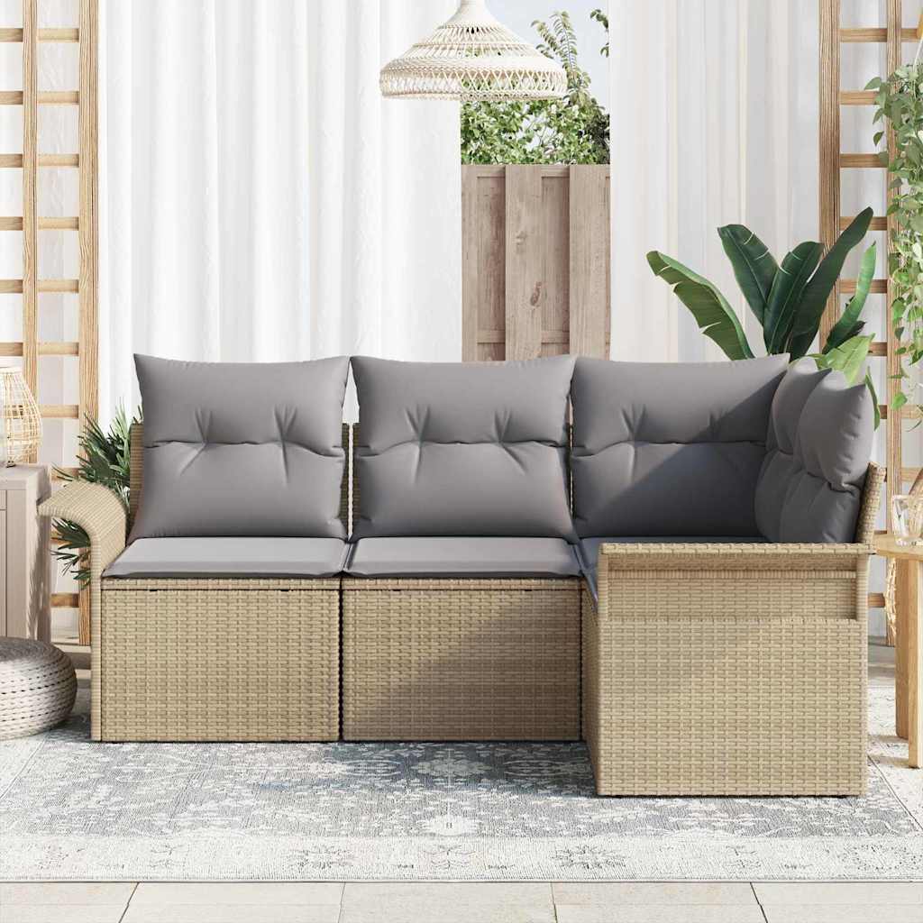 Kerti Kanapé Szett tárolóval 4 pcs Bézs polirattan