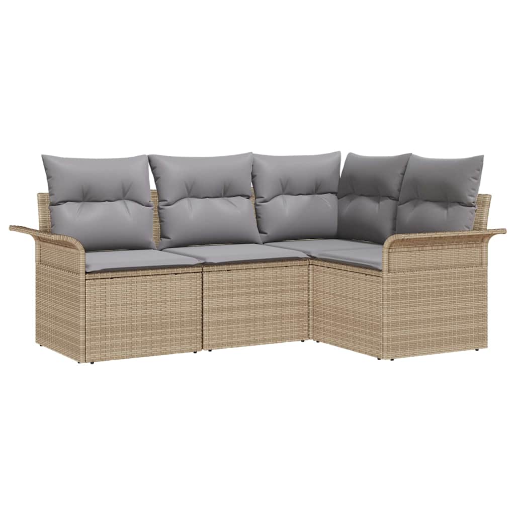 Kerti Kanapé Szett tárolóval 4 pcs Bézs polirattan