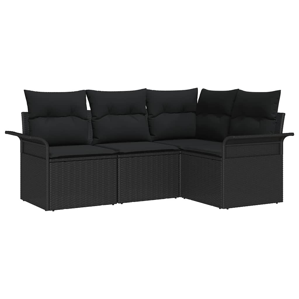 Kerti Kanapé Szett tárolóval 4 pcs Fekete polirattan