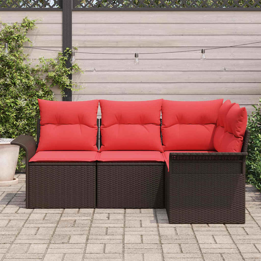 Kerti Kanapé Szett tárolóval 4 pcs Barna polirattan