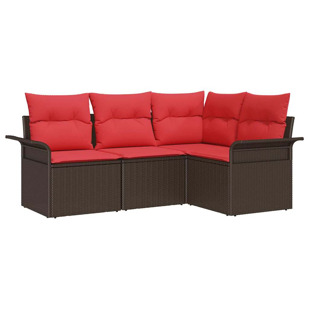 Kerti Kanapé Szett tárolóval 4 pcs Barna polirattan