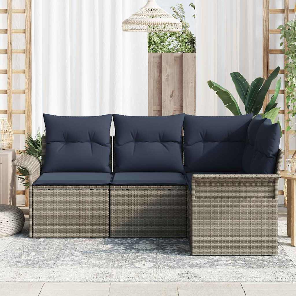 Kerti Kanapé Szett tárolóval 4 pcs Szürke polirattan