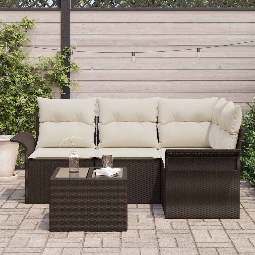 Kerti Kanapé Szett tárolóval 5 pcs Barna polirattan