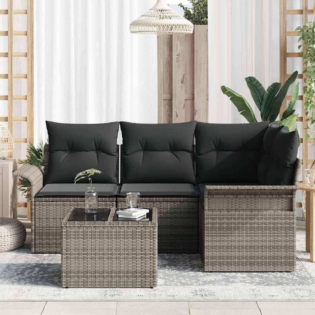 Kerti Kanapé Szett tárolóval 5 pcs Szürke polirattan