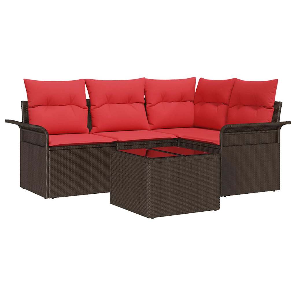 Kerti Kanapé Szett tárolóval 5 pcs Barna polirattan