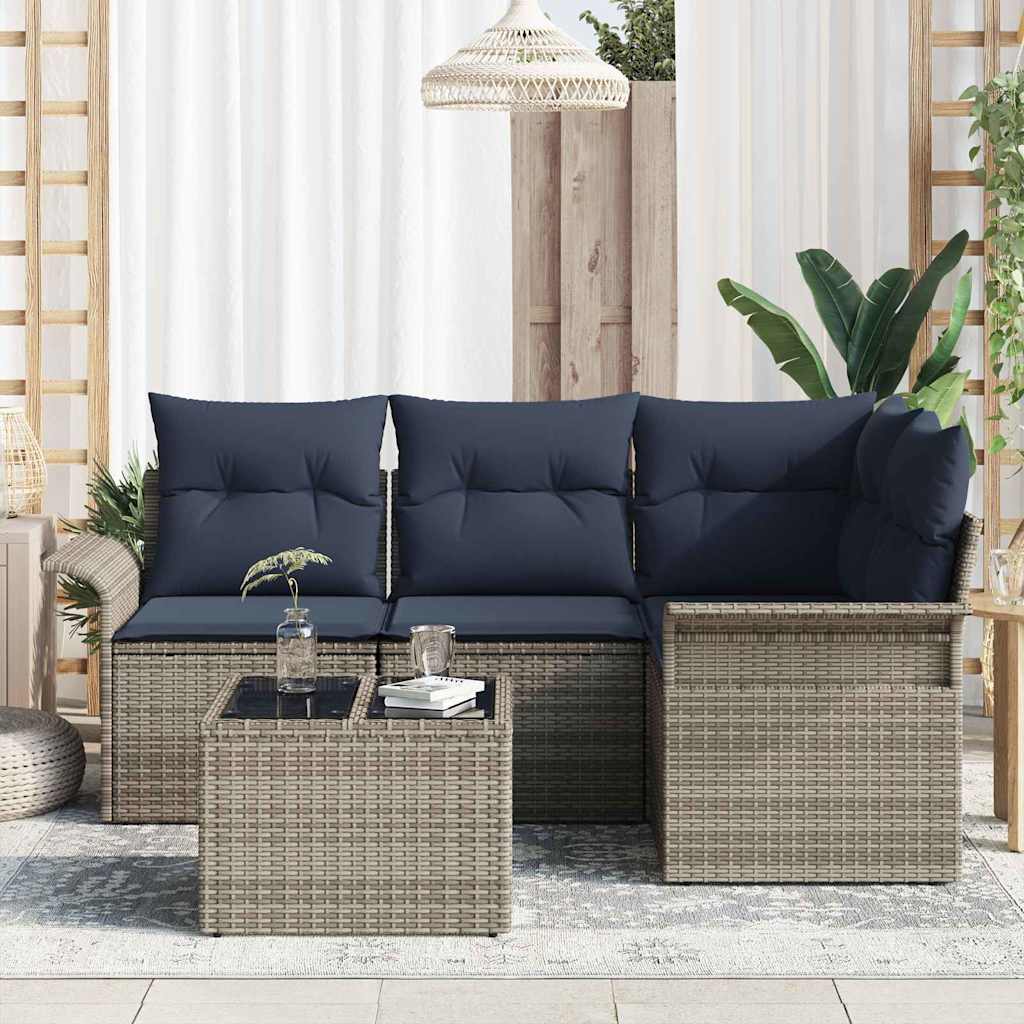 Kerti Kanapé Szett tárolóval 5 pcs Szürke polirattan