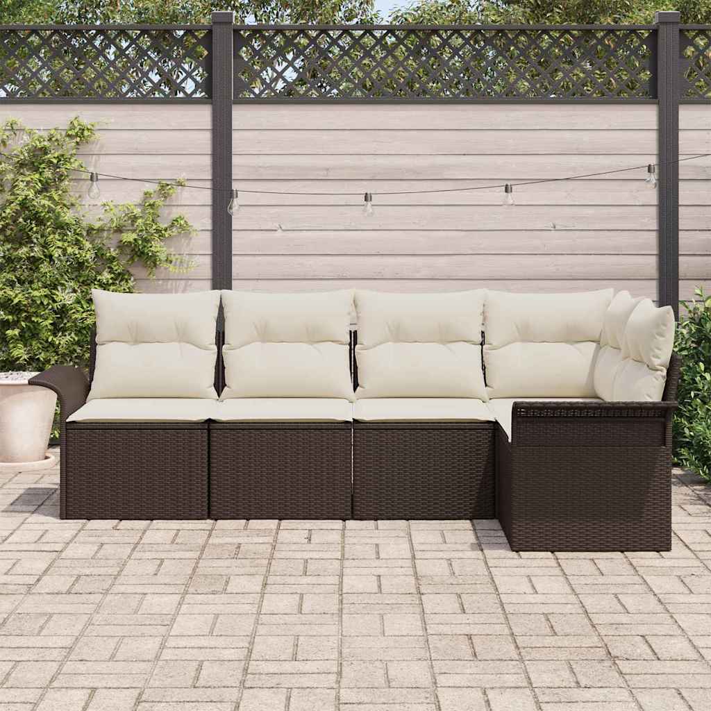 Kerti Kanapé Szett tárolóval 5 pcs Barna polirattan