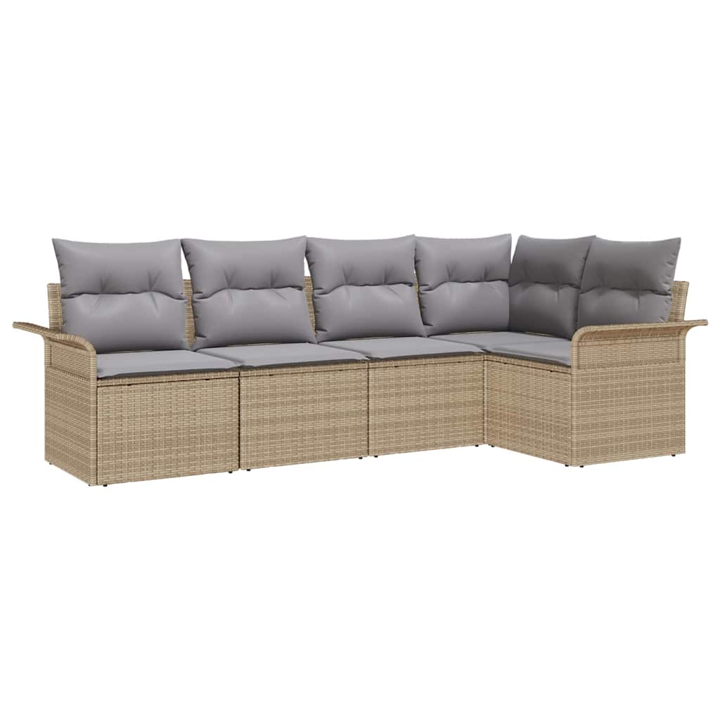 Kerti Kanapé Szett párnával tárolóval 5 pcs Bézs Poli rattan