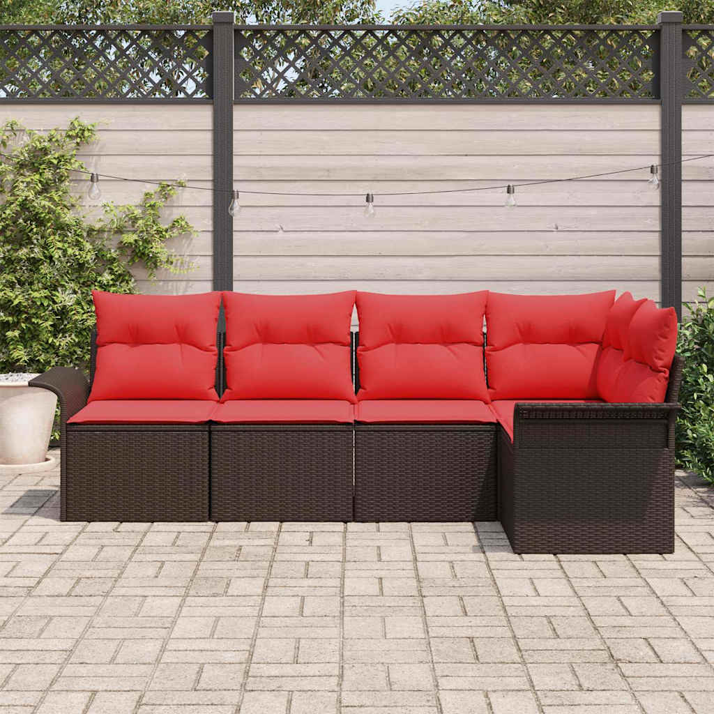 Kerti Kanapé Szett tárolóval 5 pcs Barna polirattan