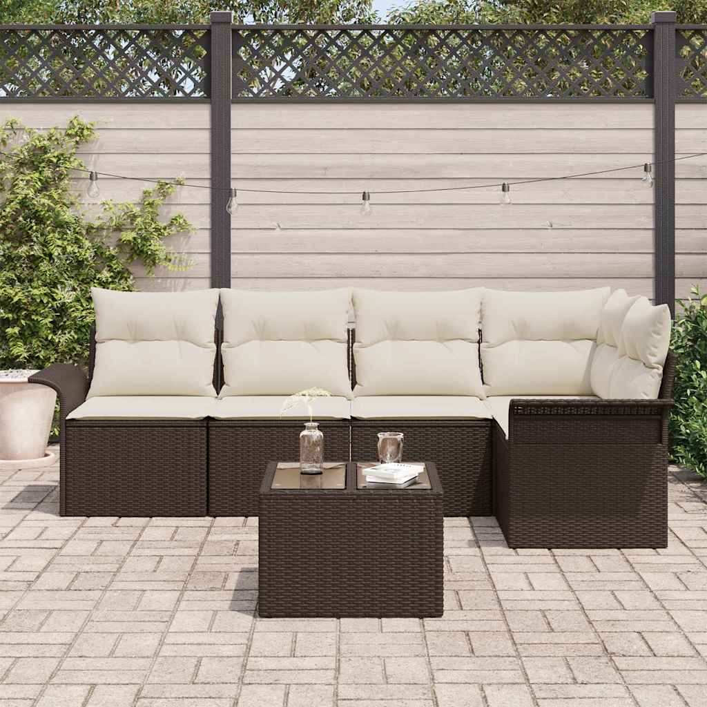 Kerti Kanapé Szett tárolóval 6 pcs Barna polirattan