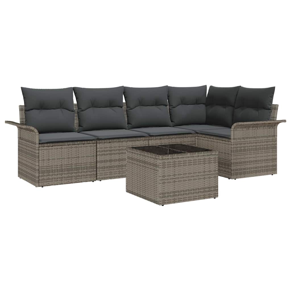 Kerti Kanapé Szett párnával tárolóval 6 pcs Szürke Poli rattan
