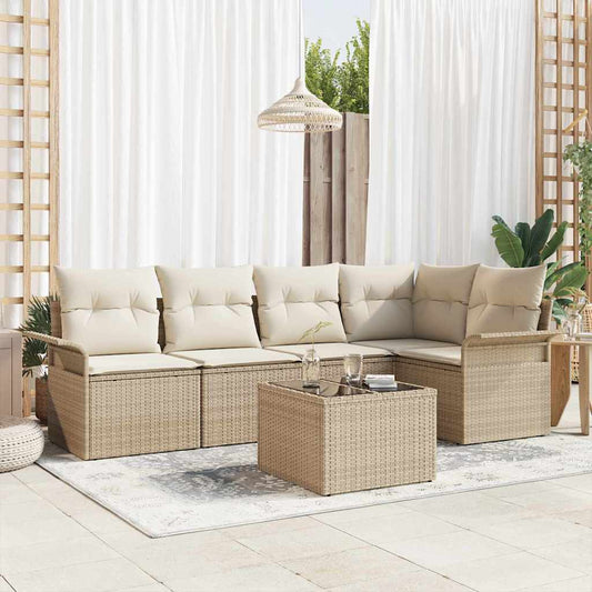 Kerti Kanapé Szett párnával tárolóval 6 pcs Bézs Poli rattan