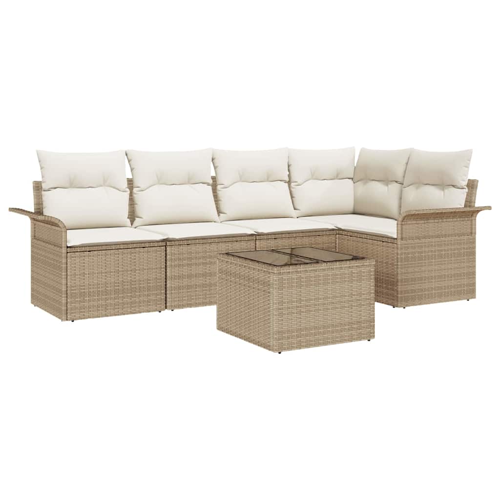 Kerti Kanapé Szett párnával tárolóval 6 pcs Bézs Poli rattan