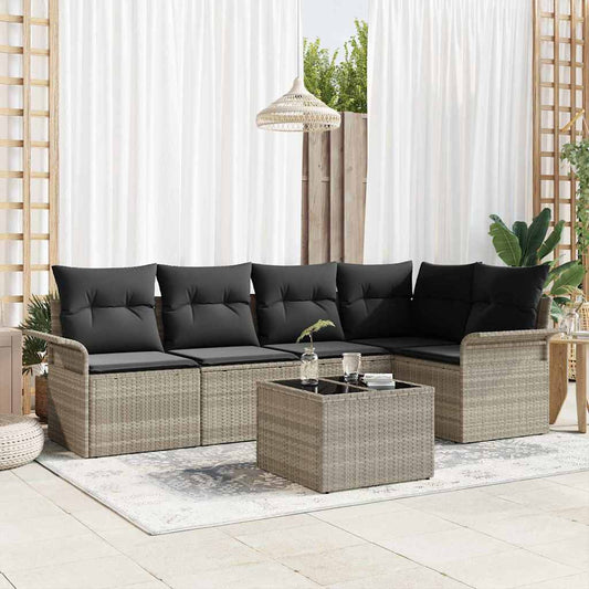 Kerti Kanapé Szett párnával 6 pcs Világosszürke Poli rattan