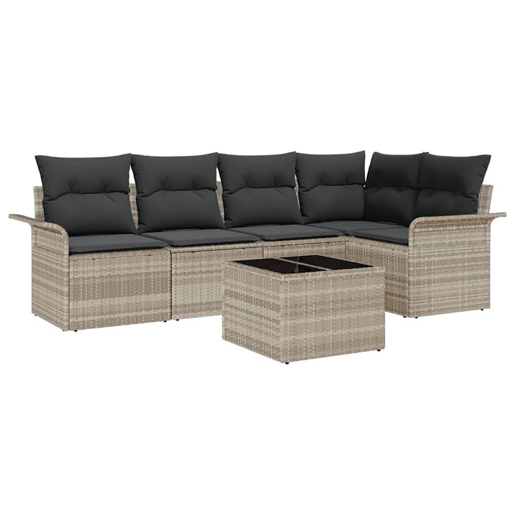 Kerti Kanapé Szett párnával 6 pcs Világosszürke Poli rattan