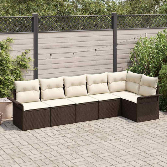 Kerti Kanapé Szett párnával tárolóval 6 pcs Barna Poli rattan