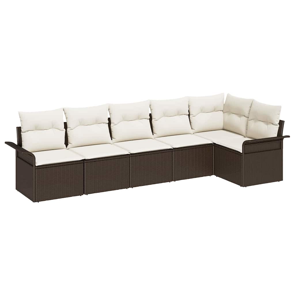 Kerti Kanapé Szett párnával tárolóval 6 pcs Barna Poli rattan
