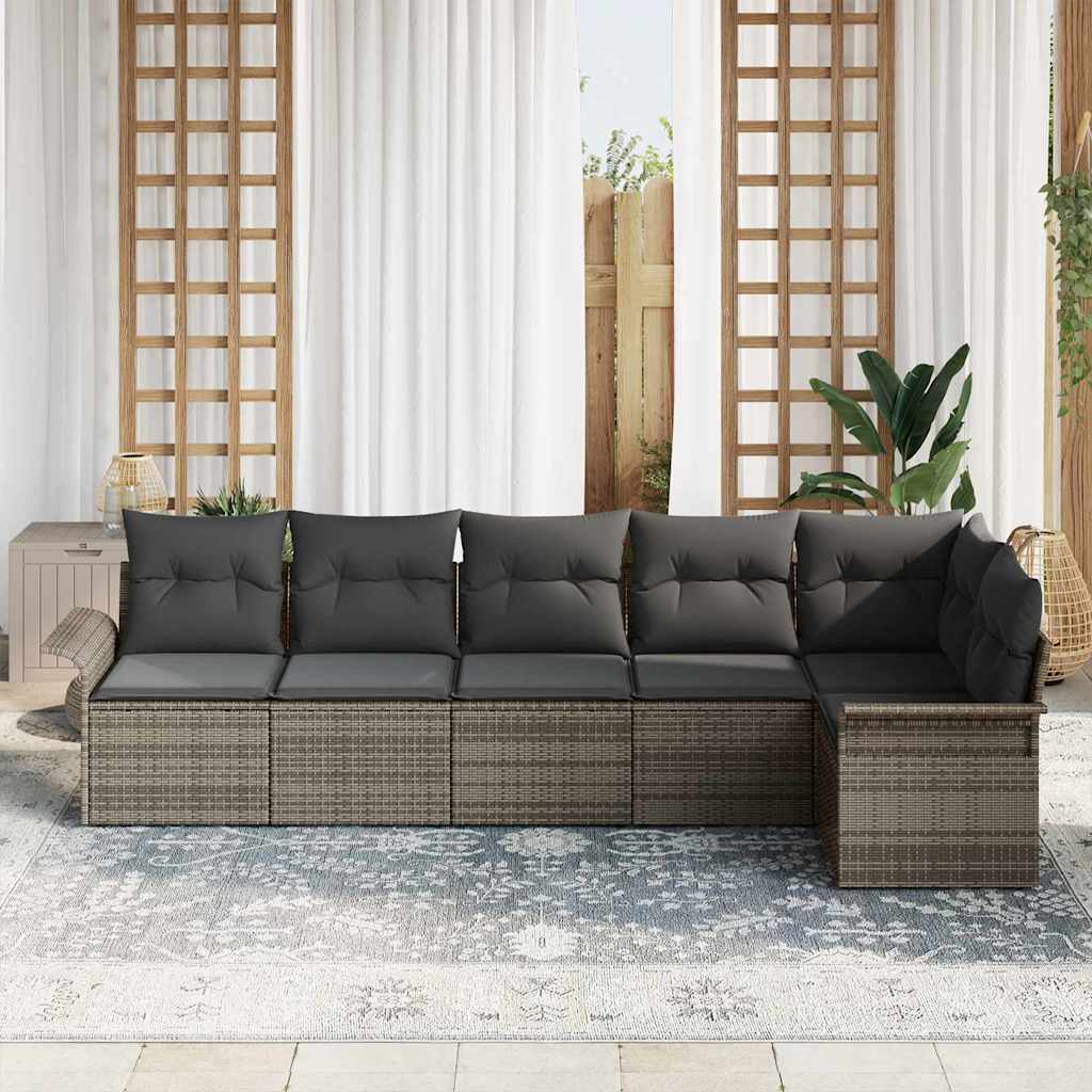 Kerti Kanapé Szett párnával tárolóval 6 pcs Szürke Poli rattan