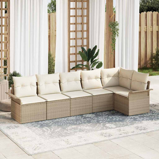 Kerti Kanapé Szett párnával tárolóval 6 pcs Bézs Poli rattan