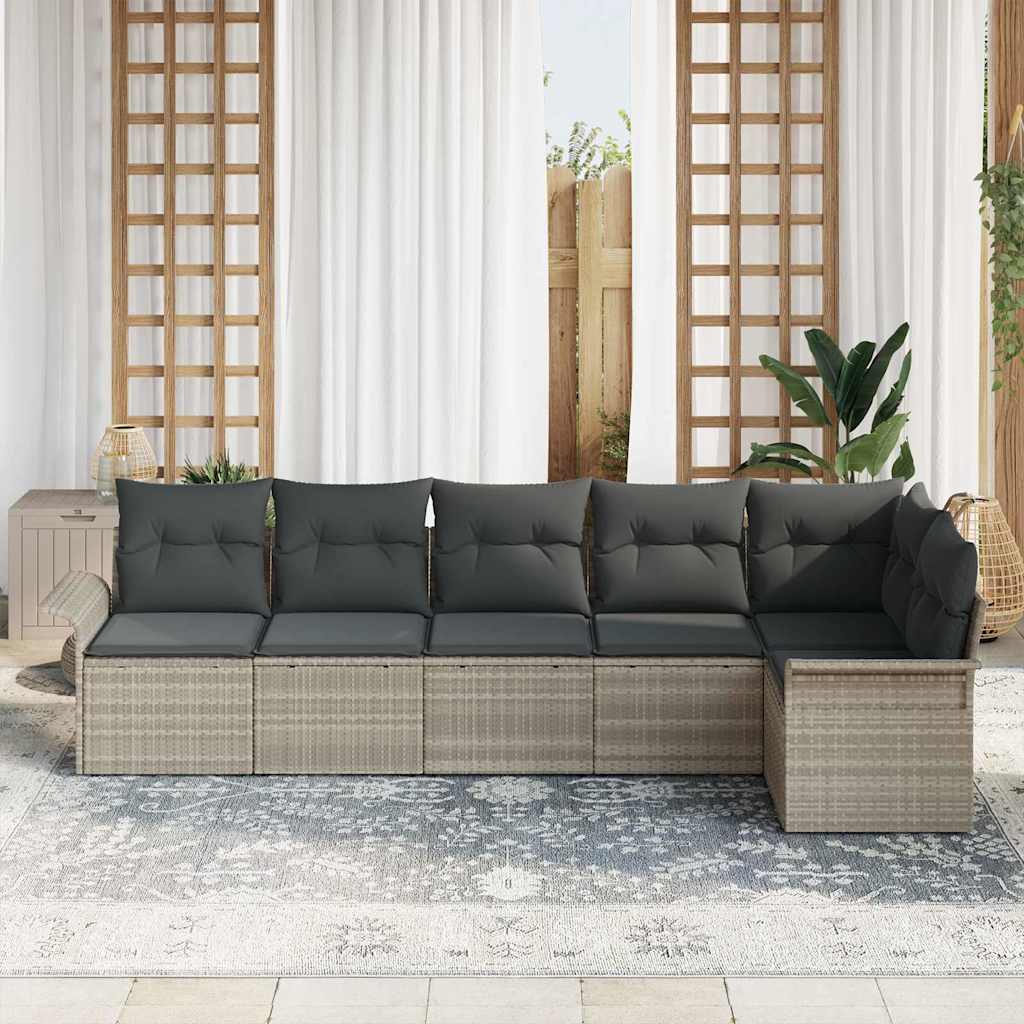 Kerti Kanapé Szett tárolóval 6 pcs Világosszürke polirattan