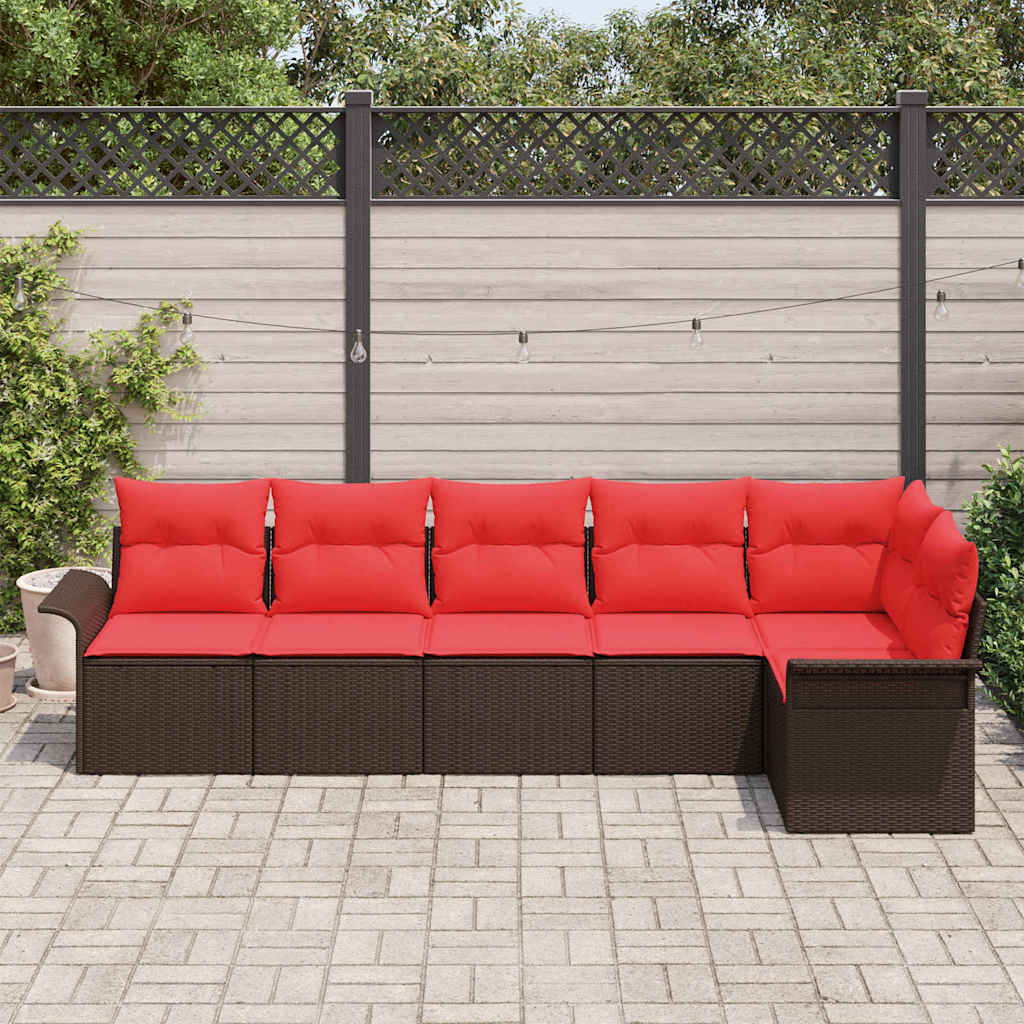 Kerti Kanapé Szett tárolóval 6 pcs Barna polirattan