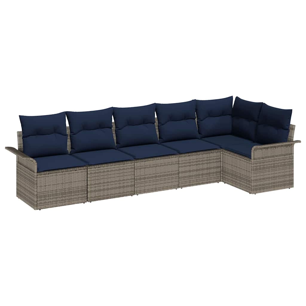 Kerti Kanapé Szett tárolóval 6 pcs Szürke polirattan