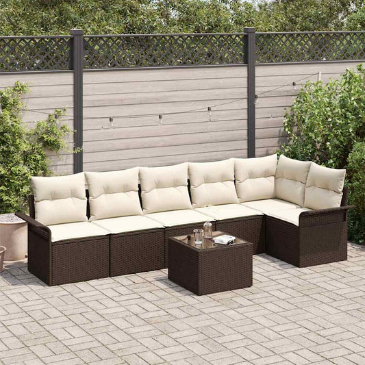 Kerti Kanapé Szett párnával tárolóval 7 pcs Barna Poli rattan