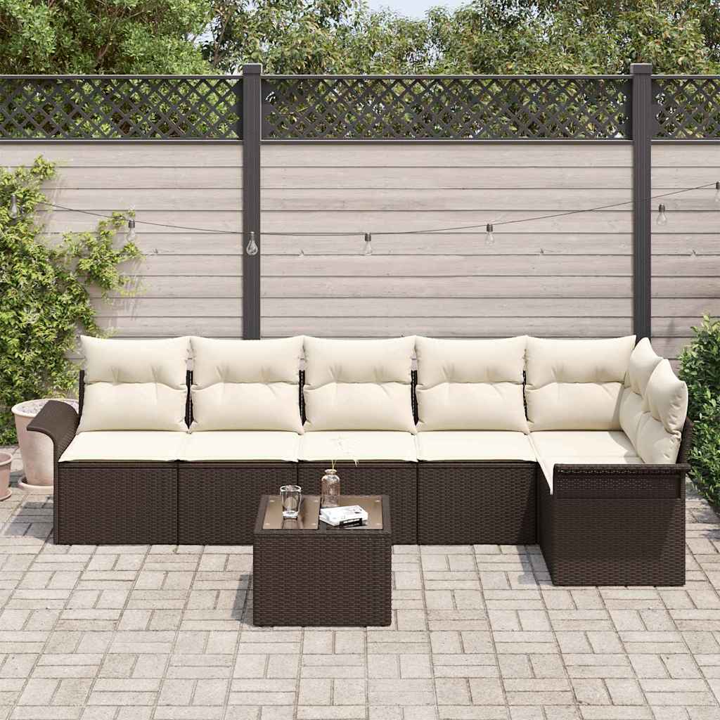 Kerti Kanapé Szett párnával tárolóval 7 pcs Barna Poli rattan