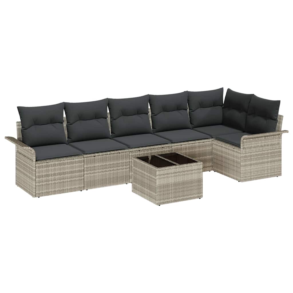 Kerti Kanapé Szett párnával 7 pcs Világosszürke Poli rattan