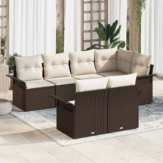Kerti Kanapé Szett párnával tárolóval 7 pcs Barna Poli rattan