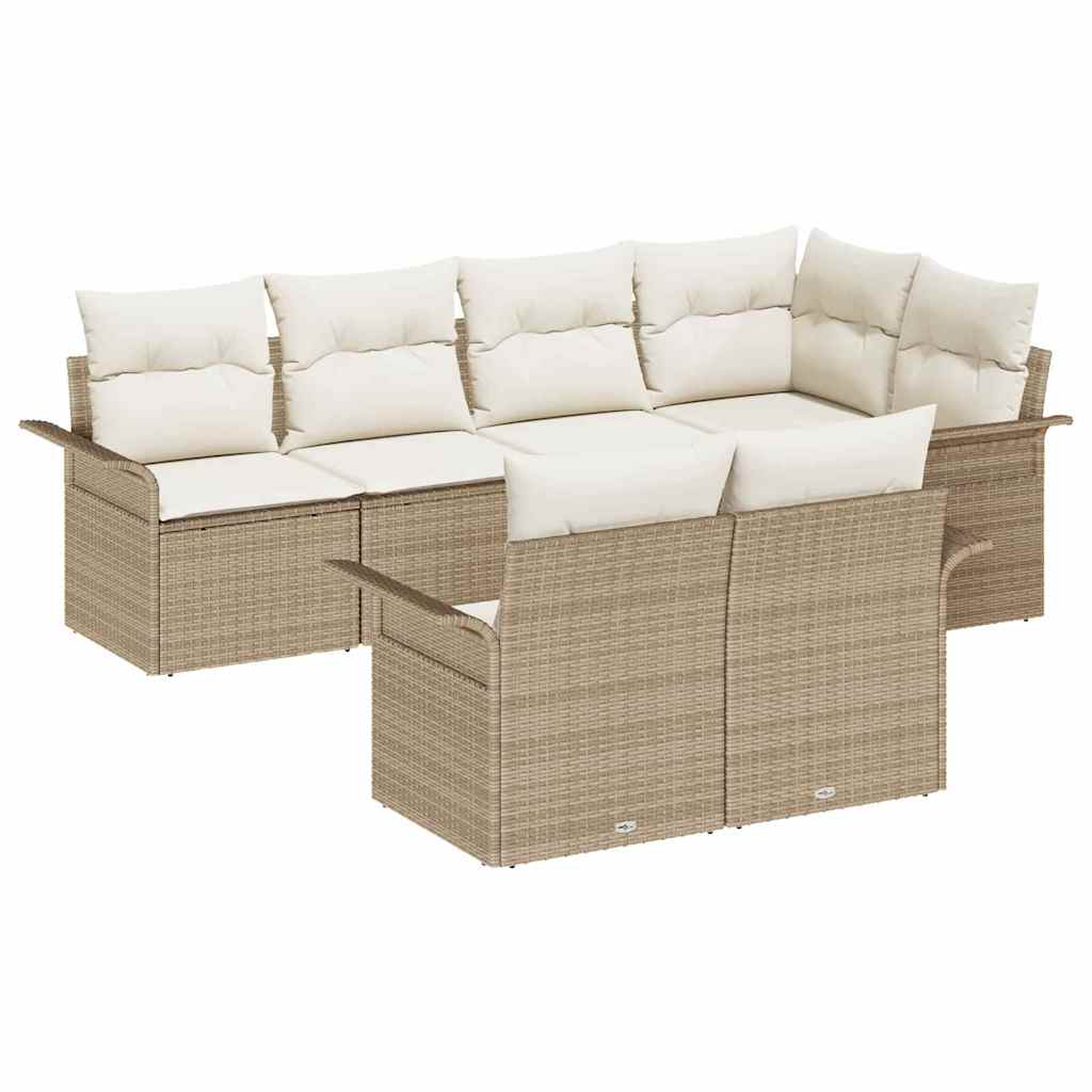Kerti Kanapé Szett párnával tárolóval 7 pcs Bézs Poli rattan