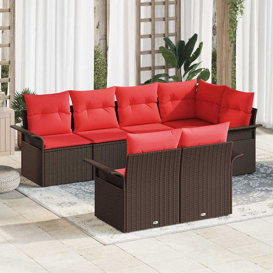 Kerti Kanapé Szett párnával tárolóval 7 pcs Barna Poli rattan