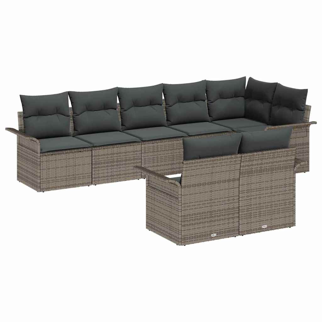Kerti Kanapé Szett tárolóval 8 pcs Szürke polirattan