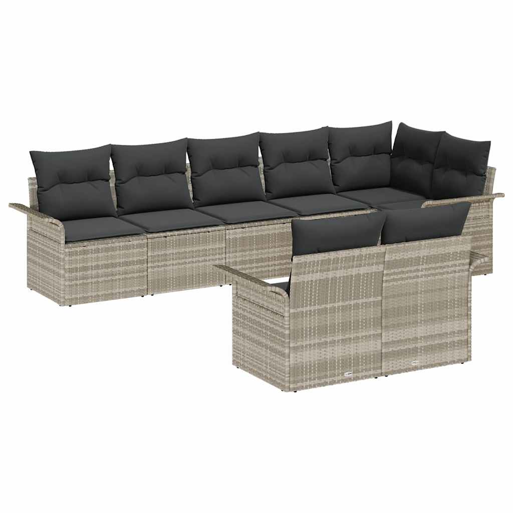 Kerti Kanapé Szett tárolóval 8 pcs Világosszürke polirattan