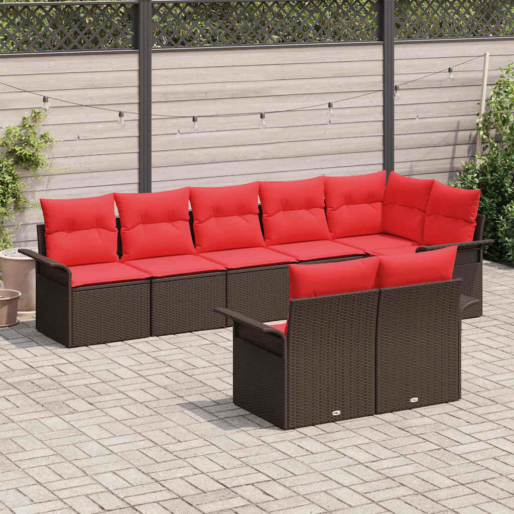 Kerti Kanapé Szett tárolóval 8 pcs Barna polirattan