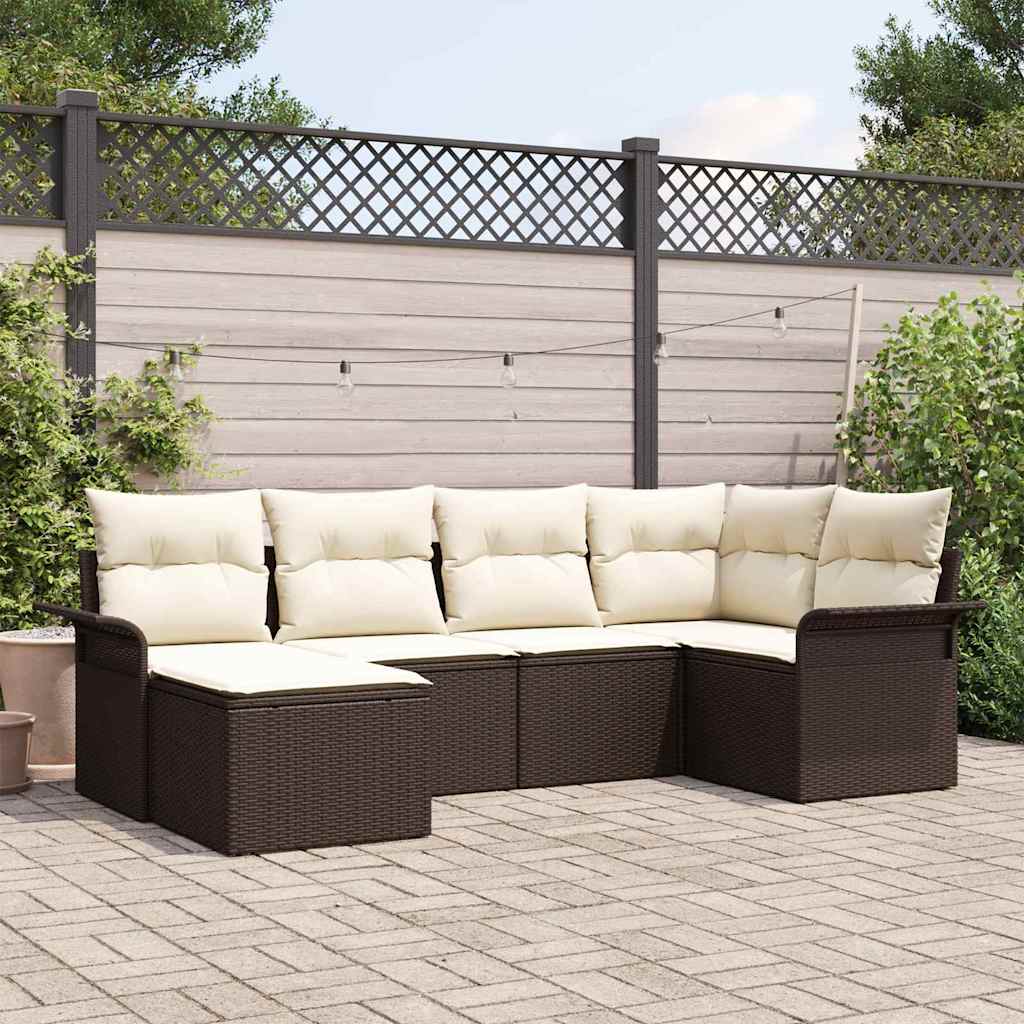 Kerti Kanapé Szett párnával tárolóval 6 pcs Barna Poli rattan