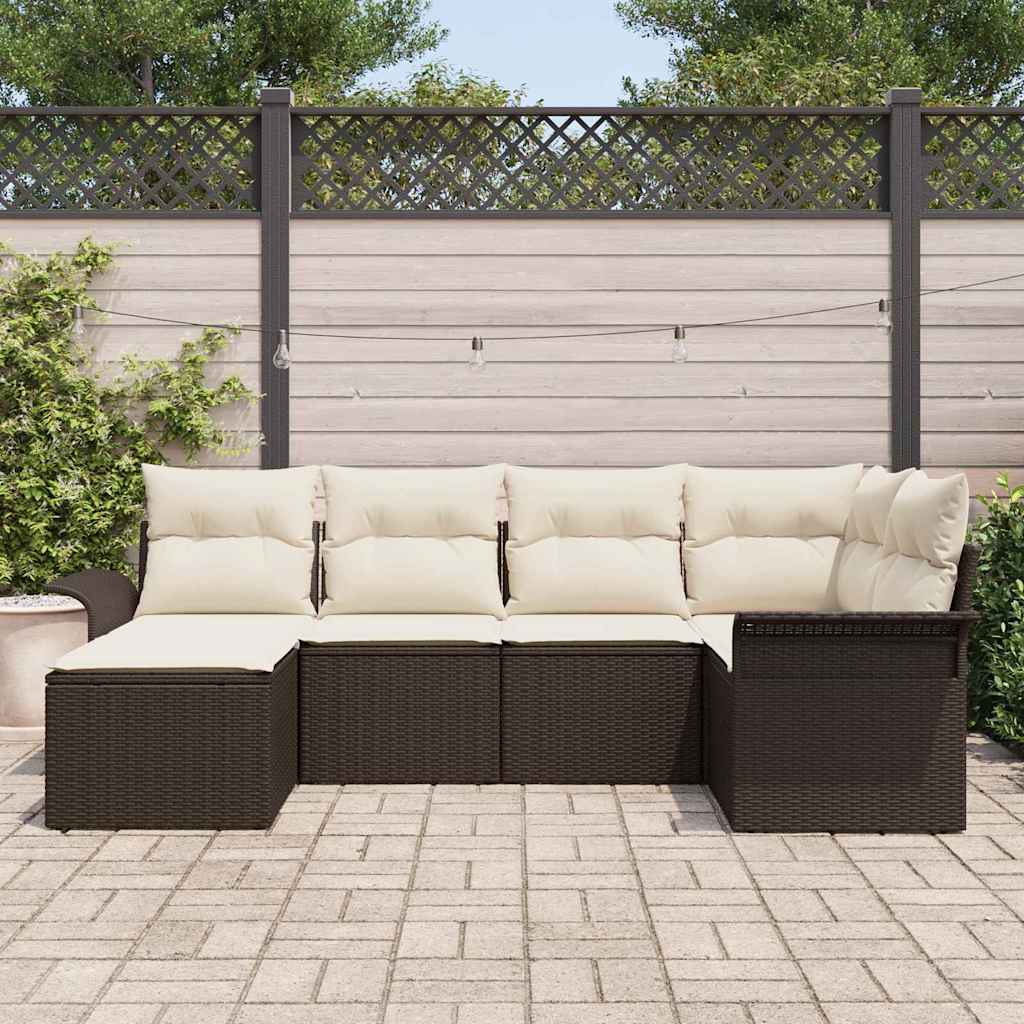 Kerti Kanapé Szett párnával tárolóval 6 pcs Barna Poli rattan