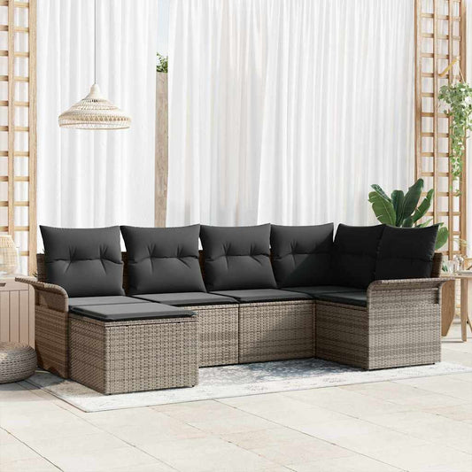 Kerti Kanapé Szett tárolóval 6 pcs Szürke polirattan