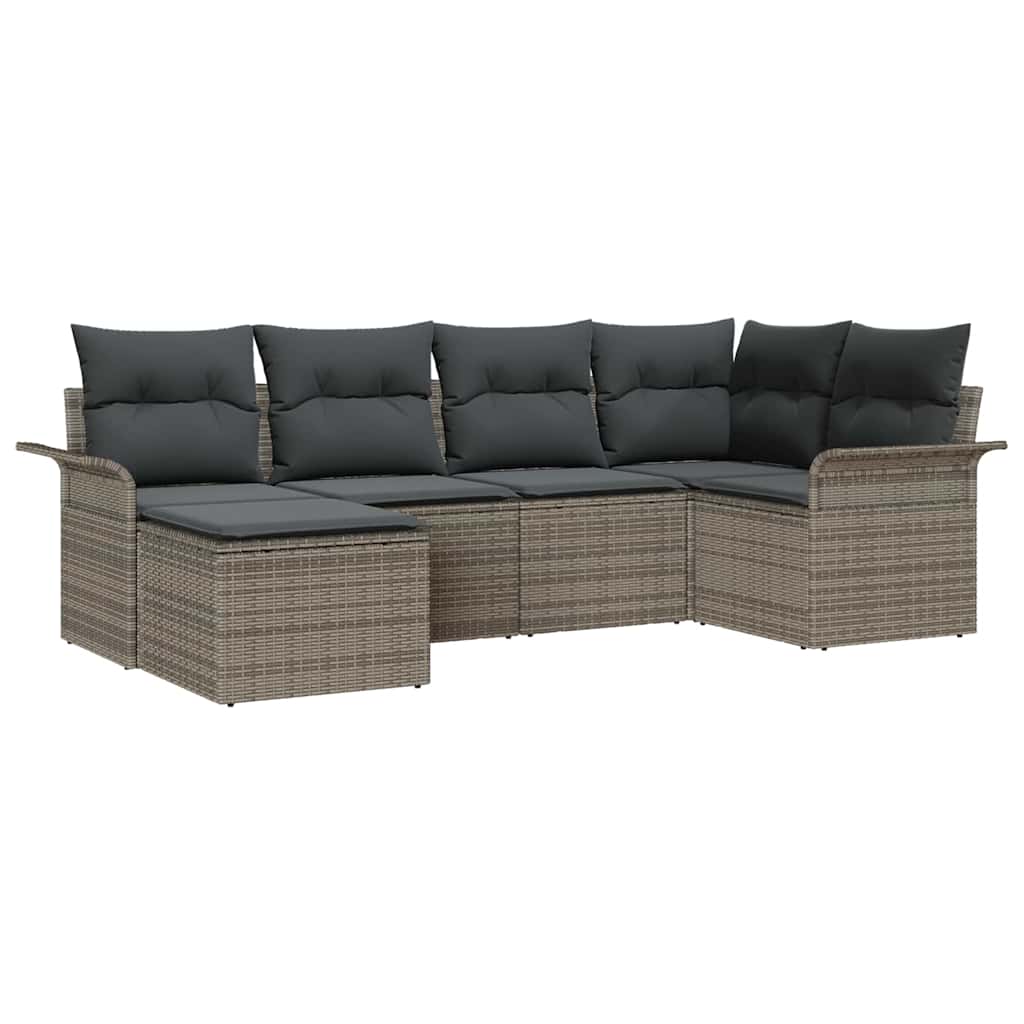Kerti Kanapé Szett tárolóval 6 pcs Szürke polirattan