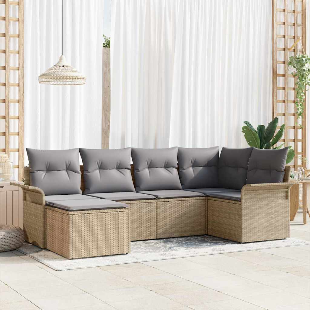 Kerti Kanapé Szett tárolóval 6 pcs Bézs polirattan