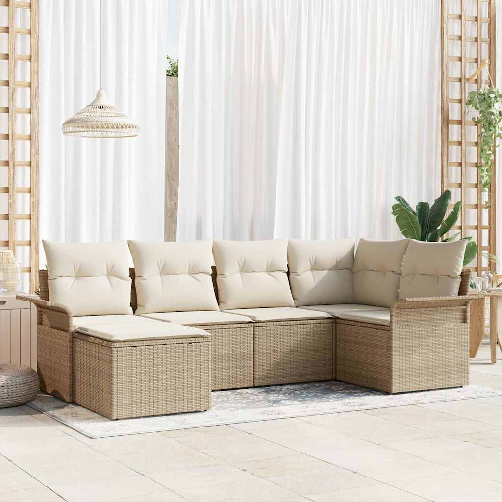Kerti Kanapé Szett tárolóval 6 pcs Bézs polirattan