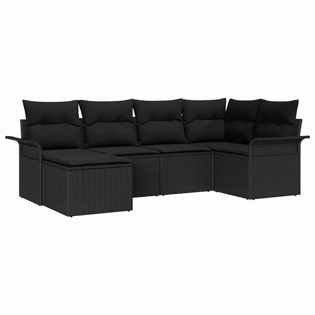 Kerti Kanapé Szett tárolóval 6 pcs Fekete polirattan