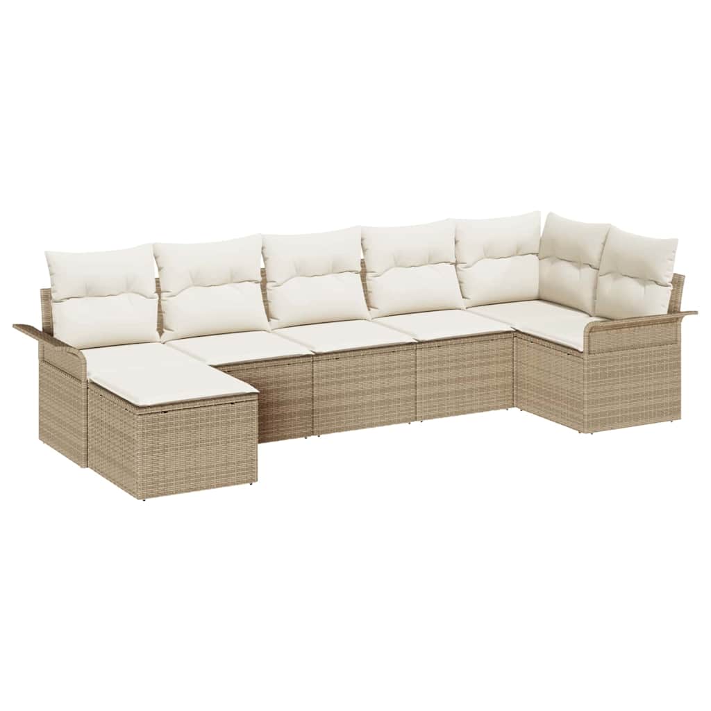 Kerti Kanapé Szett párnával tárolóval 7 pcs Bézs Poli rattan