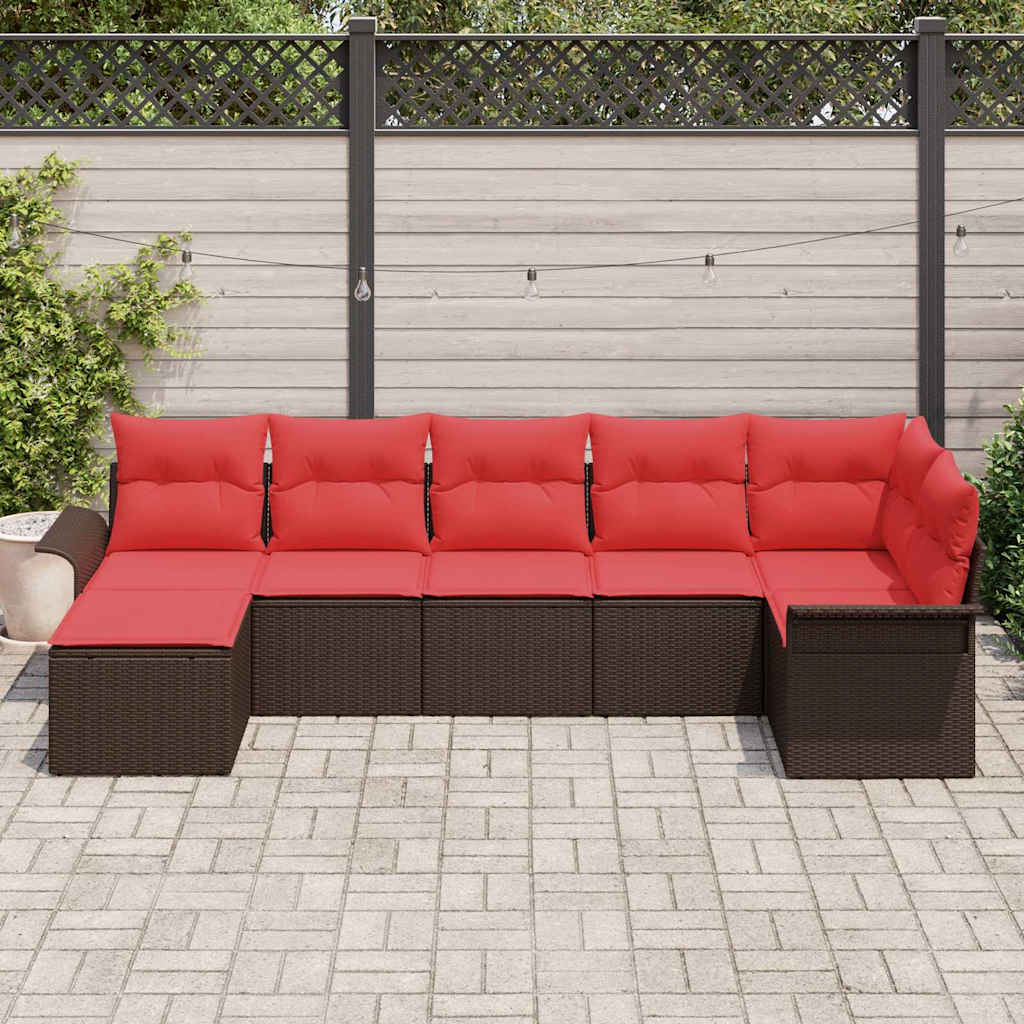 Kerti Kanapé Szett tárolóval 7 pcs Bézs polirattan