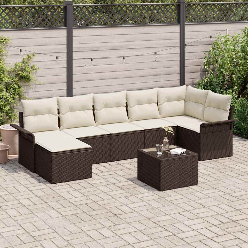 Kerti Kanapé Szett párnával tárolóval 8 pcs Barna Poli rattan