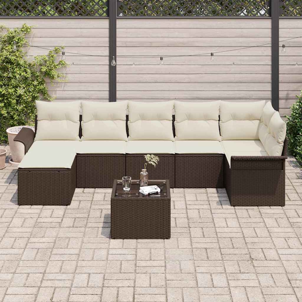Kerti Kanapé Szett párnával tárolóval 8 pcs Barna Poli rattan