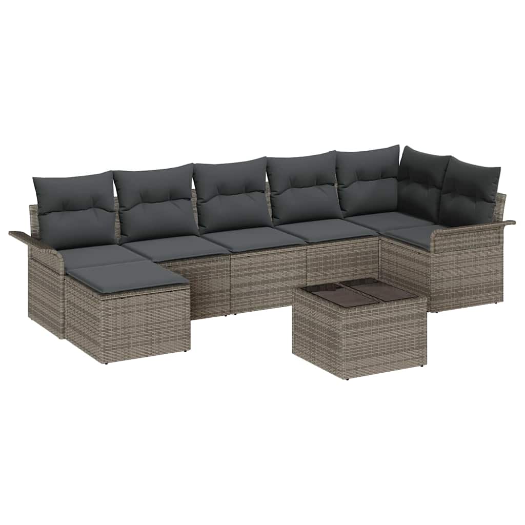 Kerti Kanapé Szett párnával tárolóval 8 pcs Szürke Poli rattan