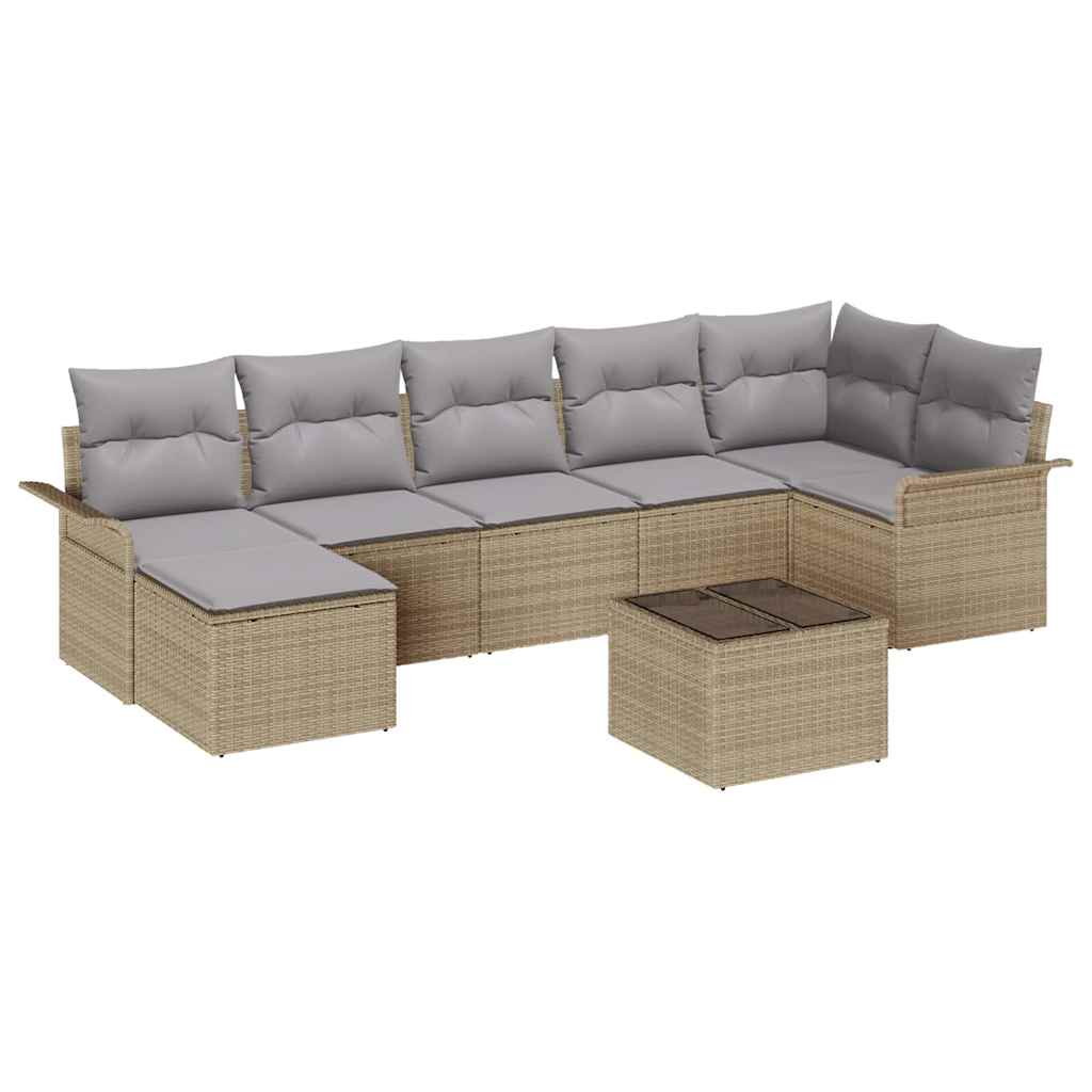 Kerti Kanapé Szett párnával tárolóval 8 pcs Bézs Poli rattan
