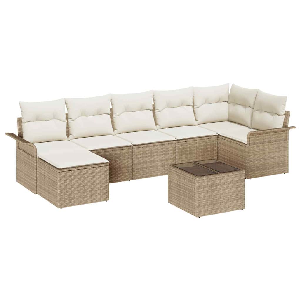 Kerti Kanapé Szett párnával tárolóval 8 pcs Bézs Poli rattan